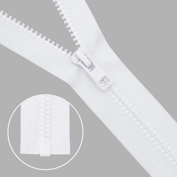 Молния трактор Arta Т6 (6 мм) 1 зам., разъем., 30 см, (2076), A501 белый, НОВЫЙ МАТОВЫЙ ЗАМОК, уп.5 штук