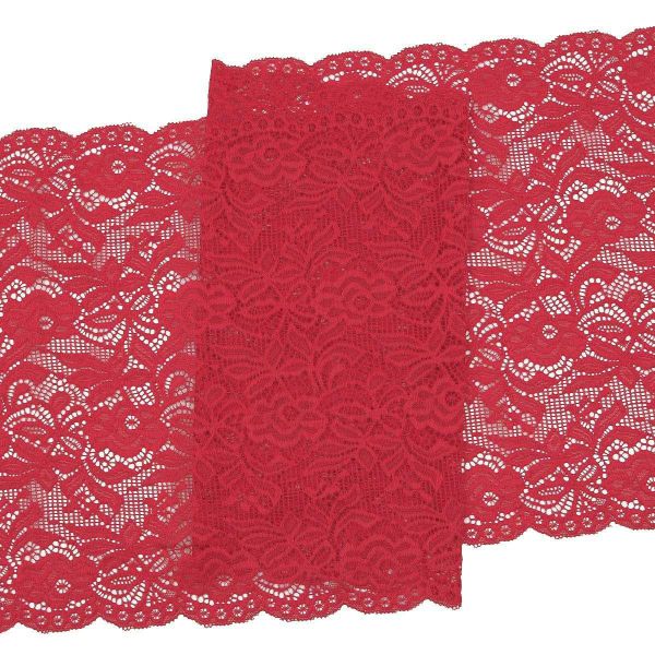 Кружево бельевое эластичное 300 мм / 3.4 метра, цвет красный