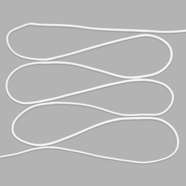 Резинка шляпная (шнур эластичный) ⌀2.0 мм / 30 метров, белый