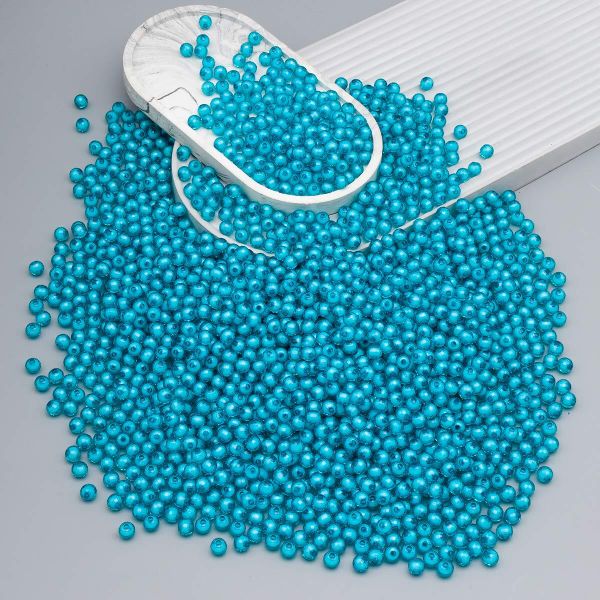 Бусины акрил ⌀8 мм, 500 г, цвет. с белой сердц., круглые часто гран., 7 голубой, Astra&Craft LY-162