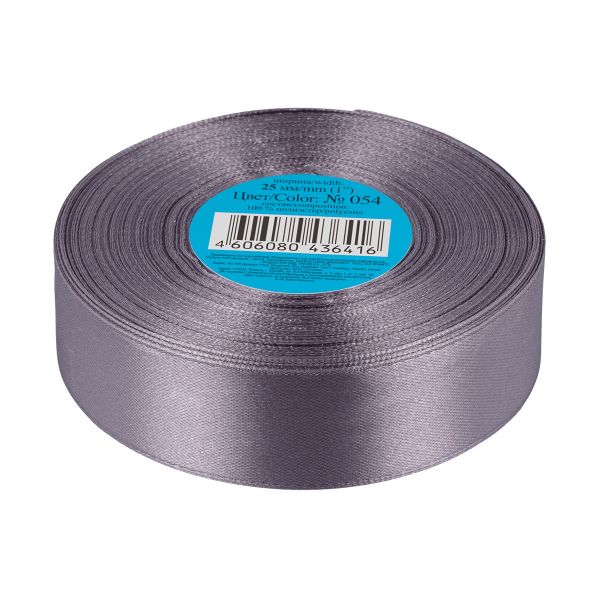 Лента атласная 1-сторонняя 25.0 мм / 33±2 метра, 054 т.серый, Gamma