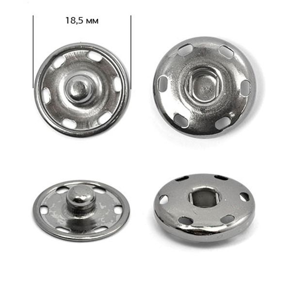 Кнопка пришивная металл ⌀19.0 мм, цв.никель черный, уп., 50 шт, TBY