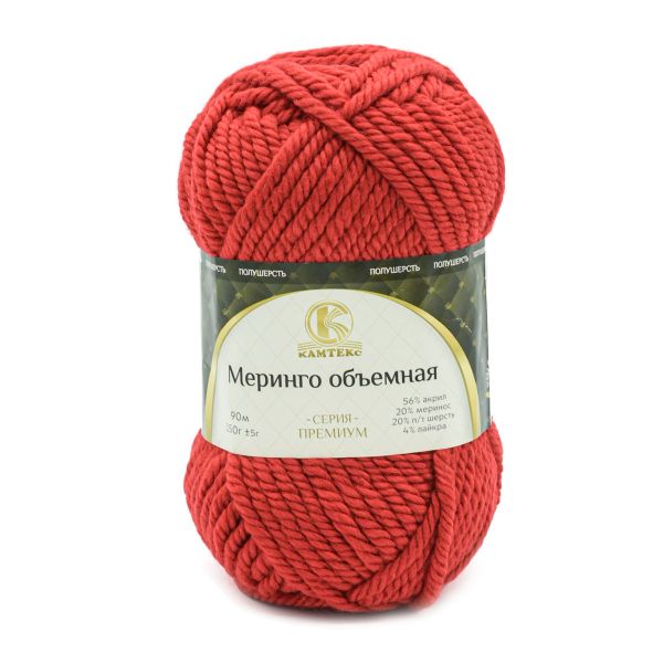 Пряжа Камтекс Меринго объемная / уп.4 мот. по 150 г, 90 м, 046 красный