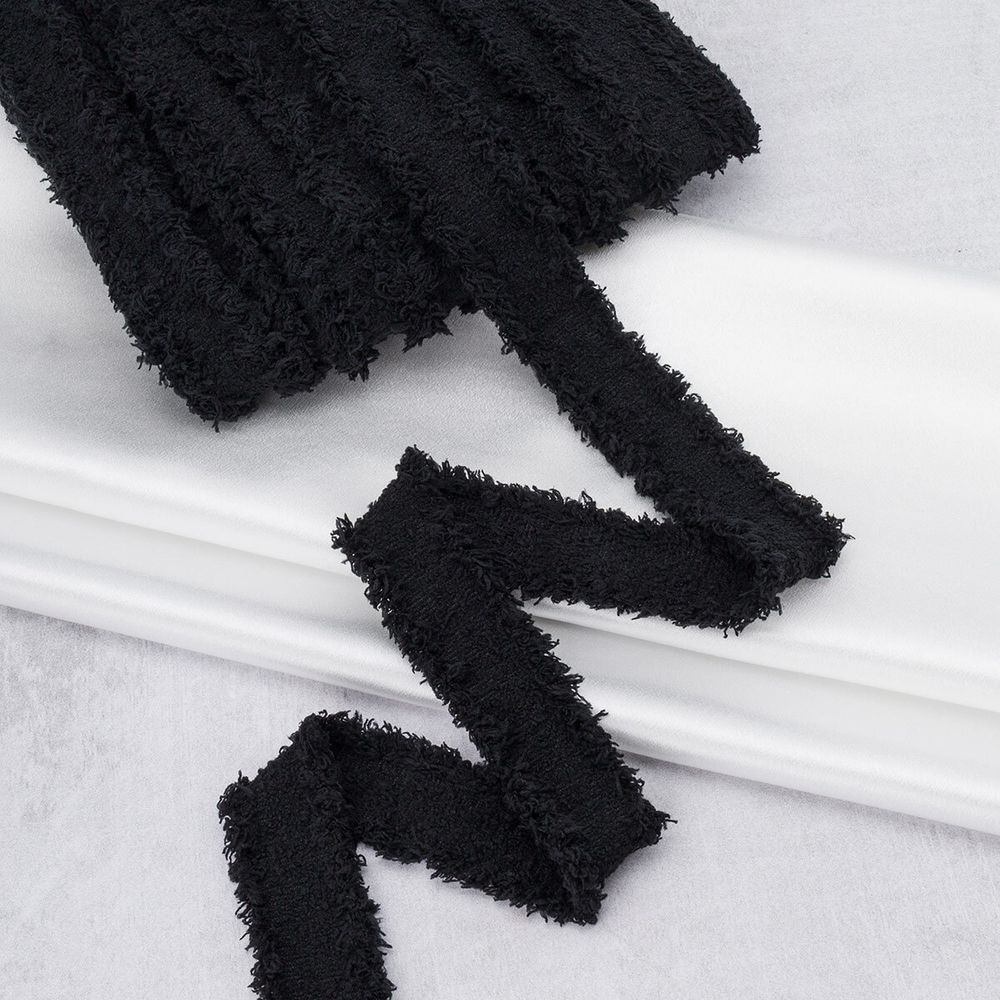 Тесьма отделочная твидовая 40 мм / 41.14 метра, черный, 3Al286