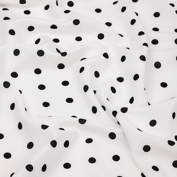 Штапель в горошек 90 г/м², 145 см / 2 метра, TBY.Vidt.04 цв.белый