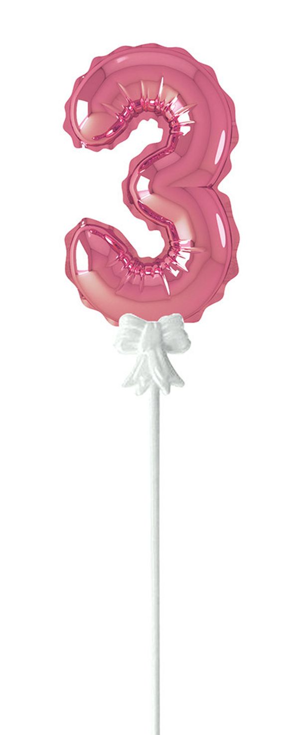 Шар самодув Цифра, 5 шт, 3, розовый, Boomzee FBZ-06