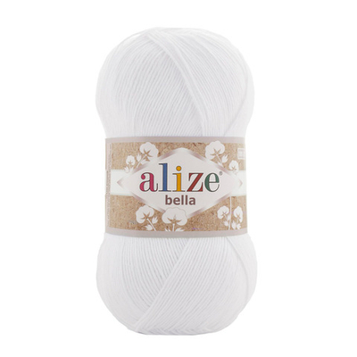 Пряжа Alize (Ализе) Bella 100 / уп.5 мот. по 100 г, 360м, 055 белый A