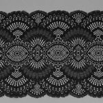 Кружево бельевое эластичное 195 мм / 25 м, 30239, цв.170 черный, Kruzhevo