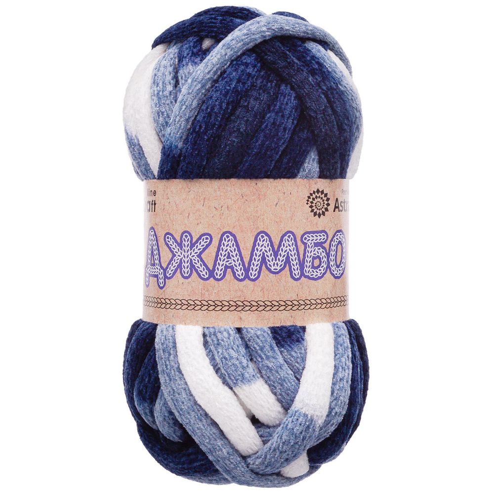 Пряжа Astra Premium (Астра Премиум) Джамбо / уп.1 мот. по 150 г, 13 м, 05 синий/белый