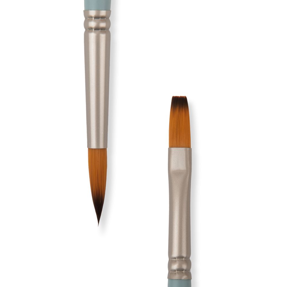 Кисть синтетика двусторонняя круглая/плоская, 5 шт, короткая ручка, №06, Vista-Artista 50130-6