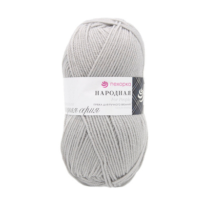 Пряжа Пехорка Народная / уп.5 мот. по 100 г, 220 м, 08-Св.Серый