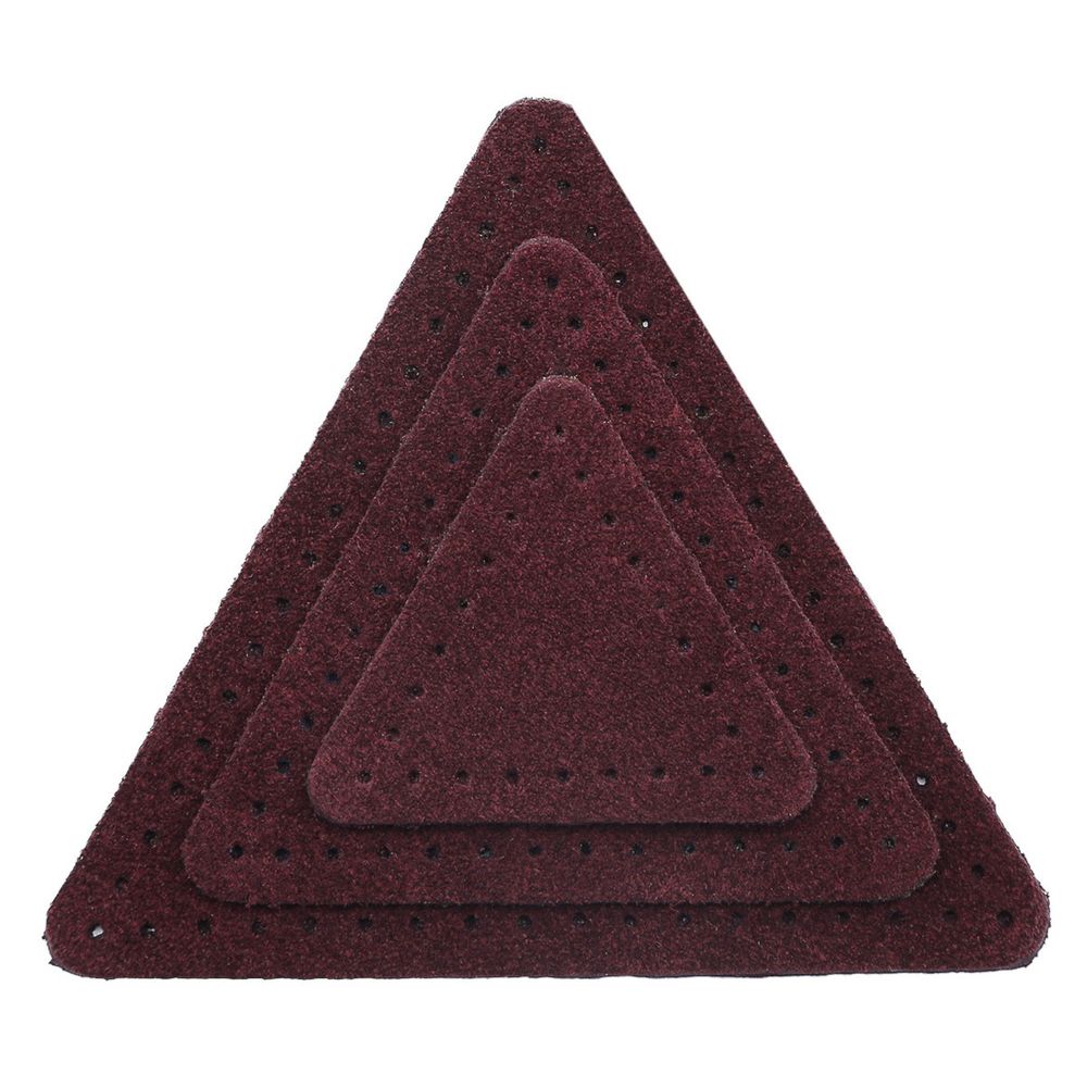 Набор заплаток пришивных из замши, треугольник равностор. 4, 6 и 8см, с перфорацией, 3 шт (31 бордовый), 59406