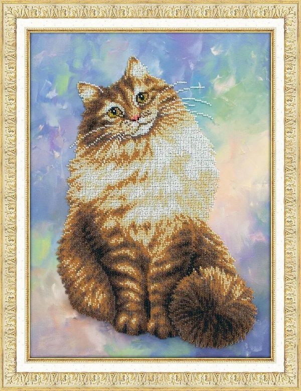 Набор для вышивания бисером Паутинка, Киса 30х40 см
