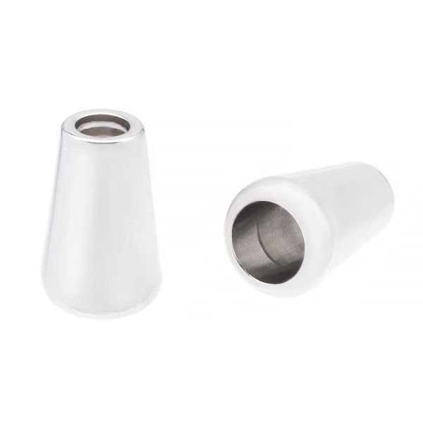 Наконечник для шнура пластик 15.5х10 мм, отв.1: 4 мм, отв.2: 6.6 мм, 50 шт, серебристый, PNK07