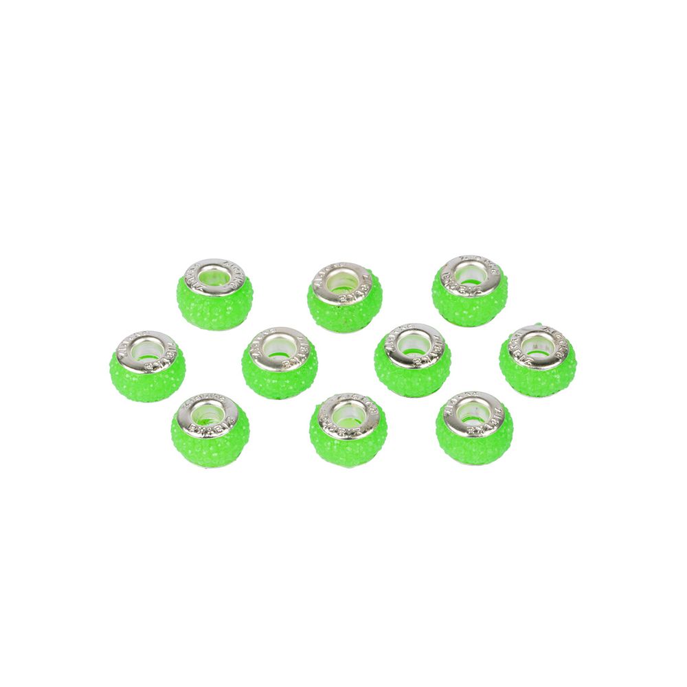 Бусины шармы 12 мм, 10 шт, смола, №17 зеленый/неон, Zlatka RFB-12