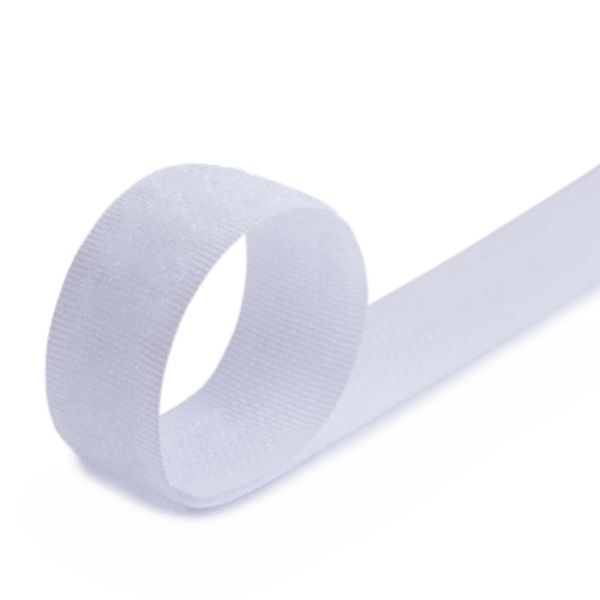 Лента контактная липучка (велкро) пришивная 20 мм / 25 метров, белый, Gamma LG-20NEK, ПЕТЛЯ, качество 