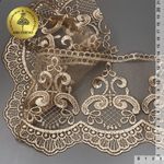 Кружево на сетке широкое 140 мм, диз. 232, цв.N6115 золотисто-бежевый уп. 13.71 м, Kruzhevo