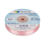 Лента атласная двусторонняя 12 мм, 33 ±2 м, №041 розовый (т. розовый), Gamma AL-12D