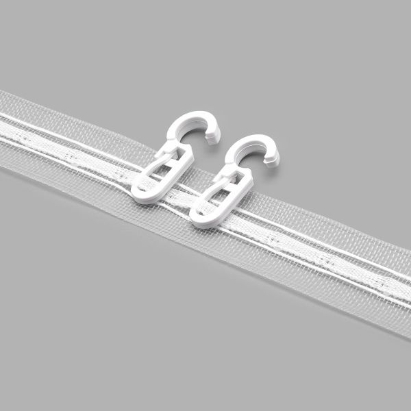 Лента (тесьма) шторная: сборка параллельная нефикс. 25 мм / 100 метров, органза