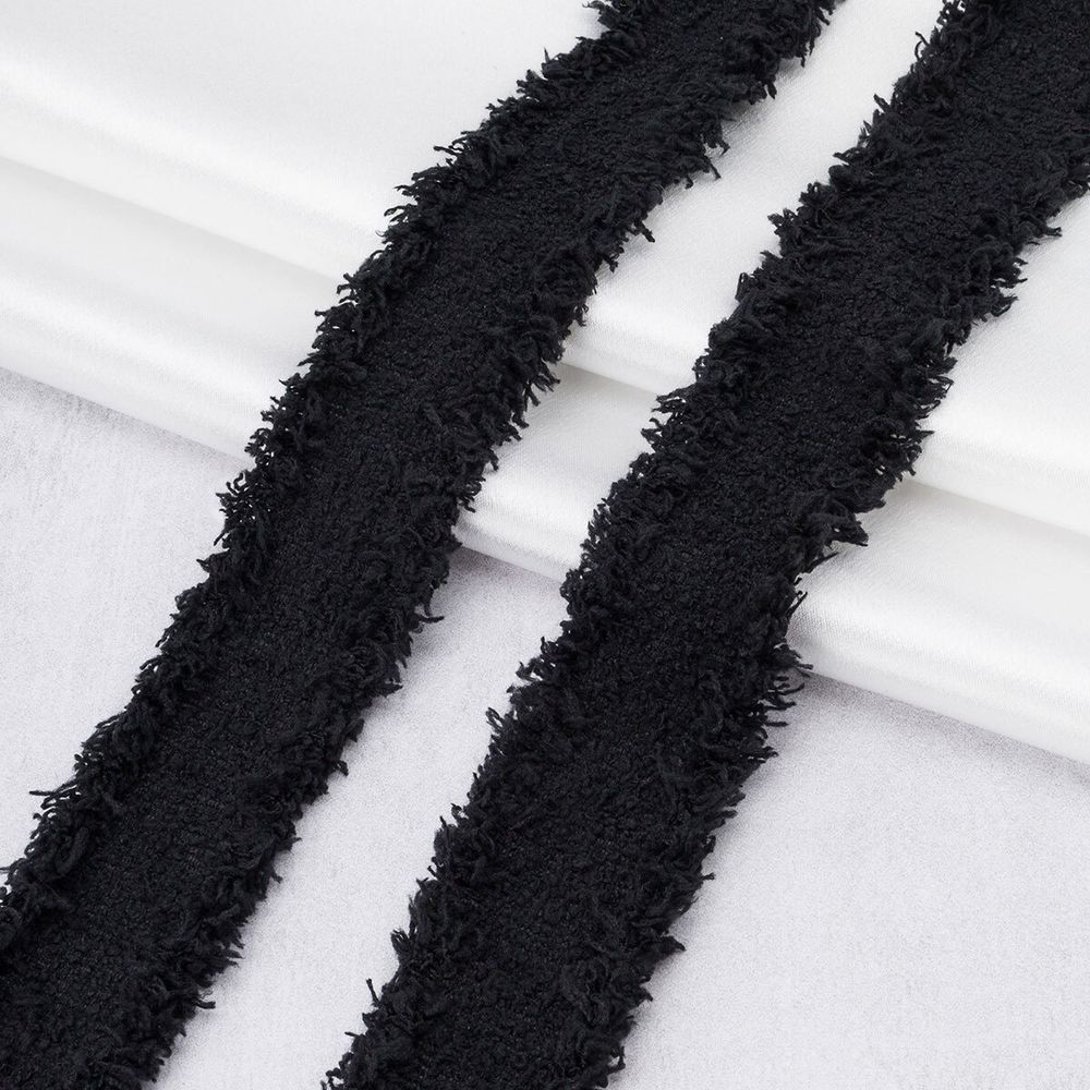 Тесьма отделочная твидовая 40 мм / 41.14 метра, черный, 3Al286