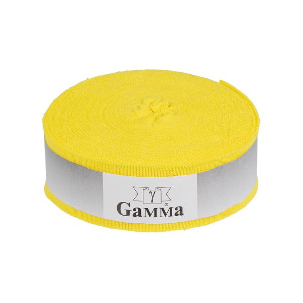 Косая бейка трикотажная 35 мм / 10 метров, (рибана), 015 лимон, Gamma