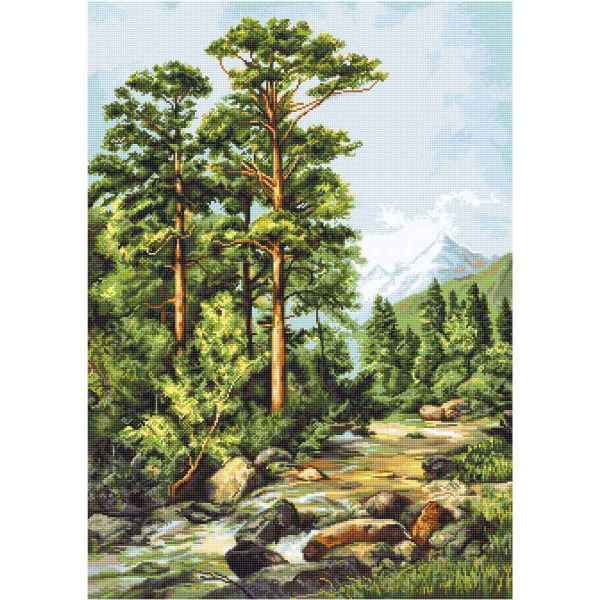 Набор для вышивания нитками Luca-S, Горная речка 34х47,5см