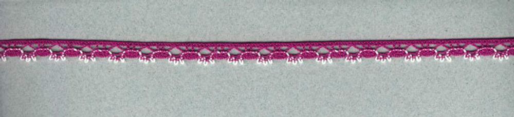 Кружево вязаное (тесьма) 10.0 мм, цикламеновый с белым, 30 метров, IEMESA