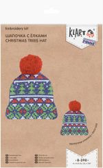 Набор для вышивания нитками Klart, Шапочка с елками, 6х6,5 см