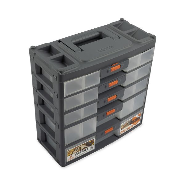 Сет для мелочей Expert 5 секций пластик, серо-свинцовый/оранжевый, Plastic Republic BR3798СРСВЦОР
