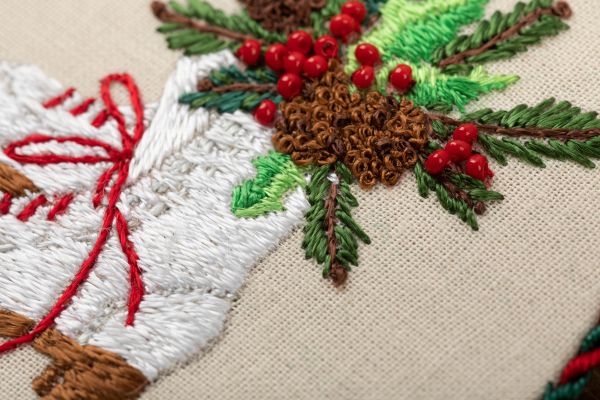 Набор для вышивания нитками Panna, Живая картина новогодняя игрушка Коньки, 8х8 см