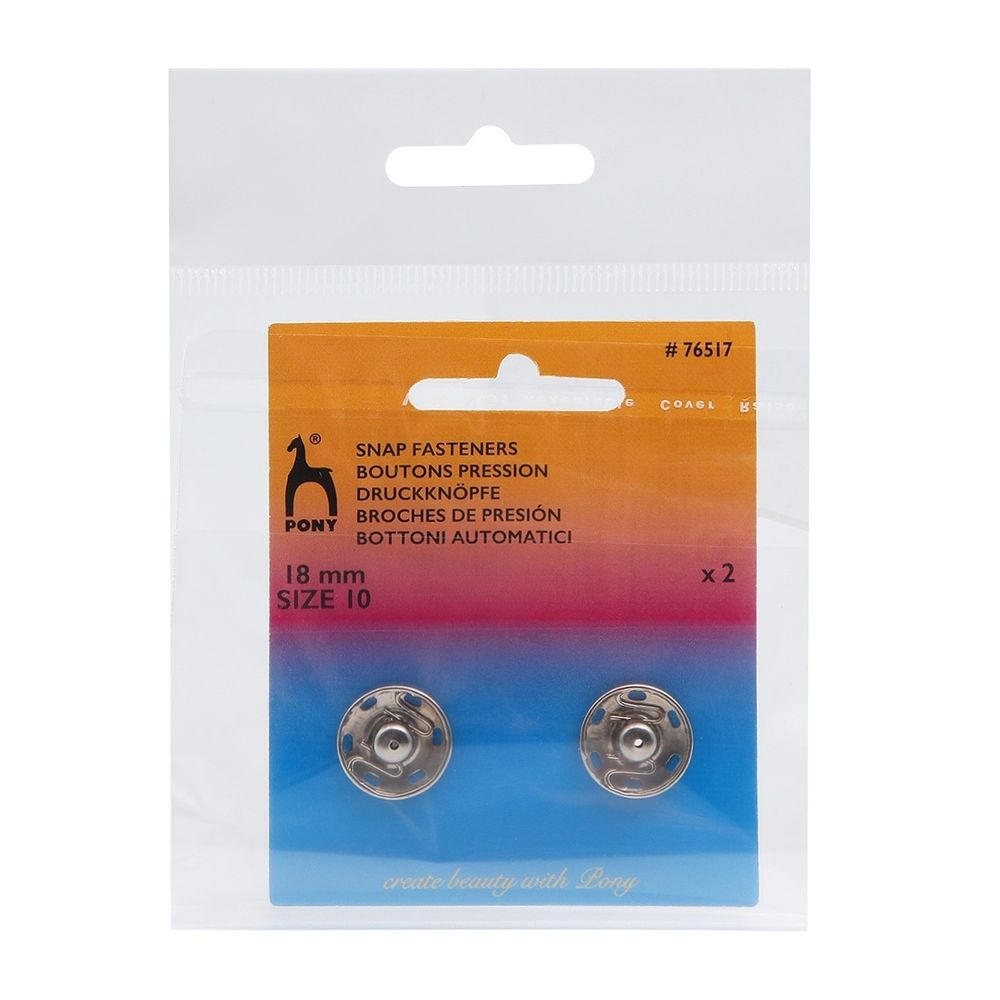 Кнопка пришивная металл ⌀18.0 мм, серебро/никель, 2 шт, Pony