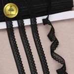 Кружево отделочное в стиле "трикотаж" 10 мм, TBY 1665, цв.10 черный, уп.27.4м