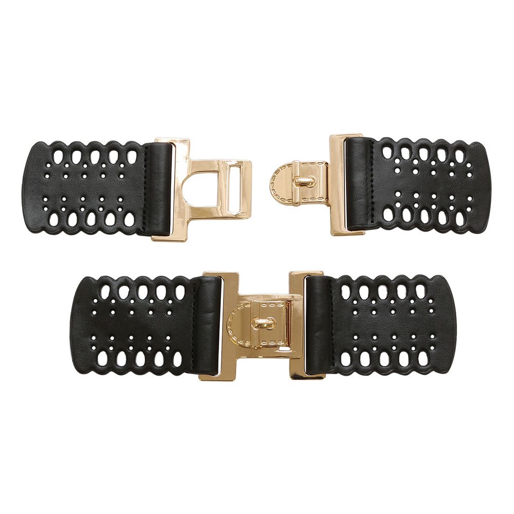 Фурнитура застежка для кардигана пришивная, иск. кожа 15х5,5см (золото), 2 шт