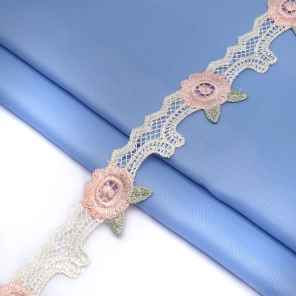 Кружево гипюр (плетёное) 35 мм / 13.7 метров, (интерьерное) розовый, 3AR2338