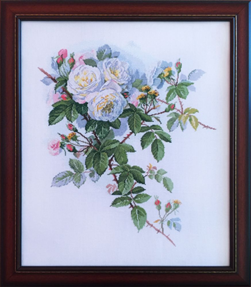 Вышитая картина Марья Искусница, Белые розы, 60х65 см