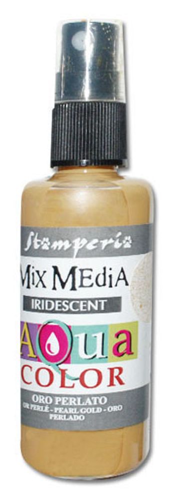 Краска спрей Stamperia Aquacolor Spray с переливчатым эффектом для техники Mix Media, 60 мл, золотой перламутр /TOS/