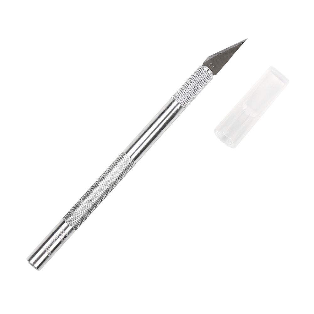 Нож макетный цанговый, алюминий с лезвием цв. серебро