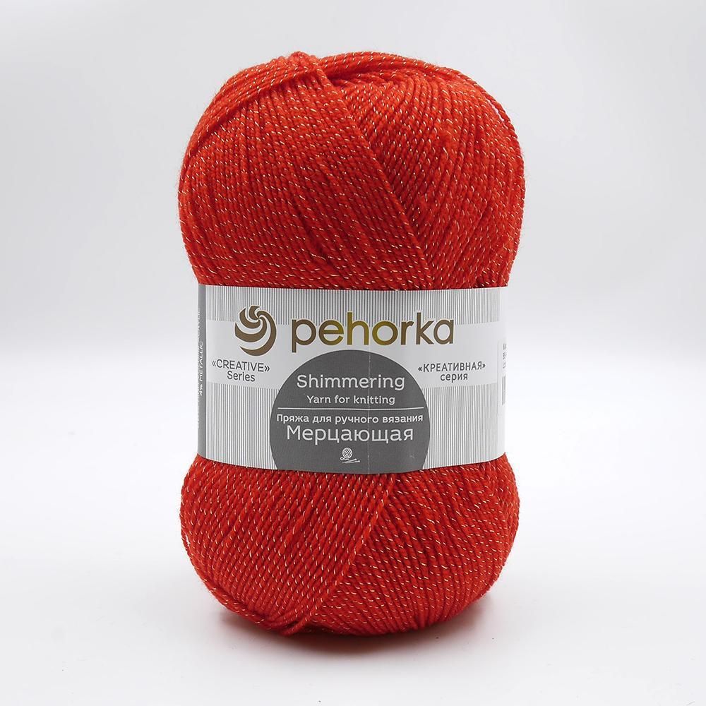 Пряжа Пехорка Мерцающая / уп.5 мот. по 100 г, 430 м, 88 красный мак
