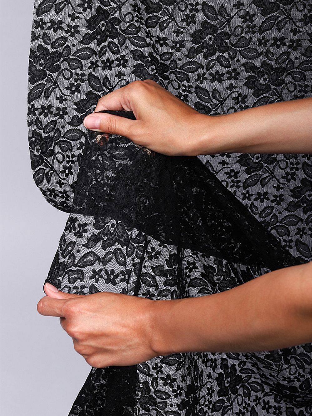 Ткань кружевная (гипюр стрейч) 90 г/м², 150 см / 45 метров, TBY.M0064 цв.черный