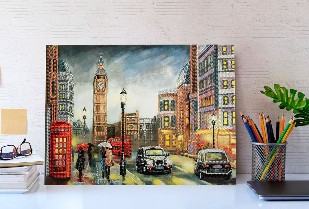 Алмазная (кристальная) мозаика Фрея, Дождливый Лондон, 40х30 см