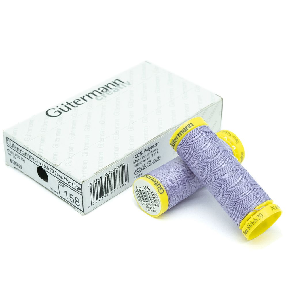 Нитки отделочные Gutermann Deco Stitch 70, 70м, 158 св.сиреневый, 5 катушек