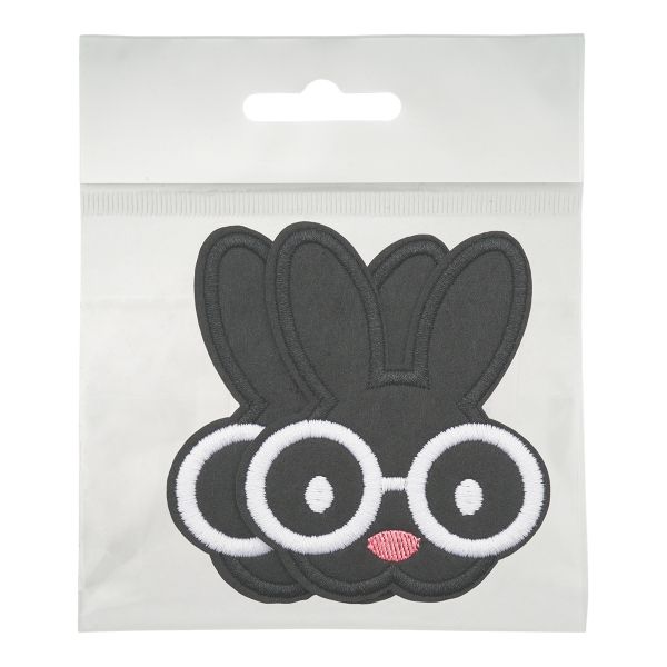 Термоаппликация Зайка в очках 70х85мм (Black (черный)), 2 шт, LA525