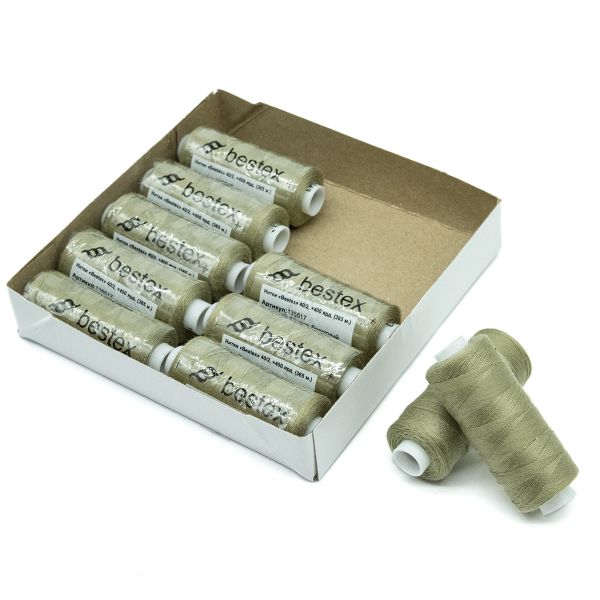 Нитки швейные бытовые Bestex 40/2, 365 м (400 ярд) / 10 кат., 143 бежево-болотный
