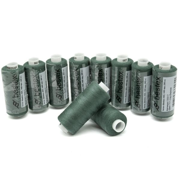 Нитки швейные бытовые Bestex 40/2, 365 м (400 ярд) / 10 кат., 117 полынь