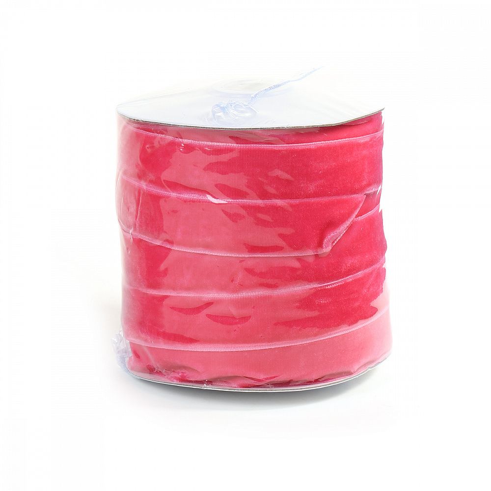 Лента бархатная (тесьма) 20.0 мм / 22.86±1 метров, арт.20VR27 нейлон цв.яр.розовый