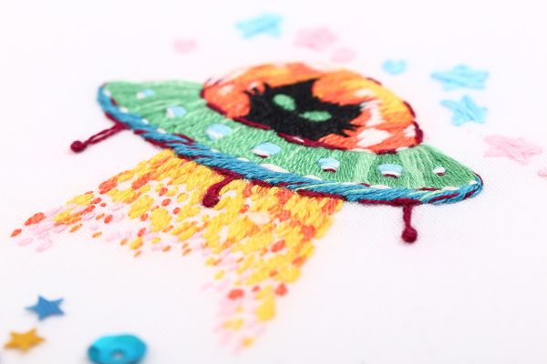 Набор для вышивания нитками Panna, Живая картина, Космический кот, 6х7 см