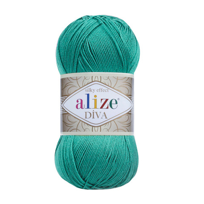 Пряжа Alize (Ализе) Diva / уп.5 мот. по 100 г, 350м, 610 изумруд А