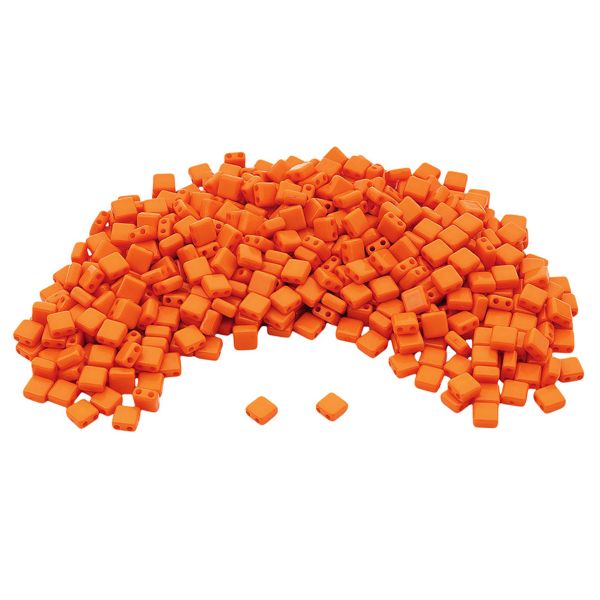 Бусины пластик 6х6х3 мм, 50 г, с двойным отверстием, плоский квадрат, 4 оранжевый, Astra&Craft 7429