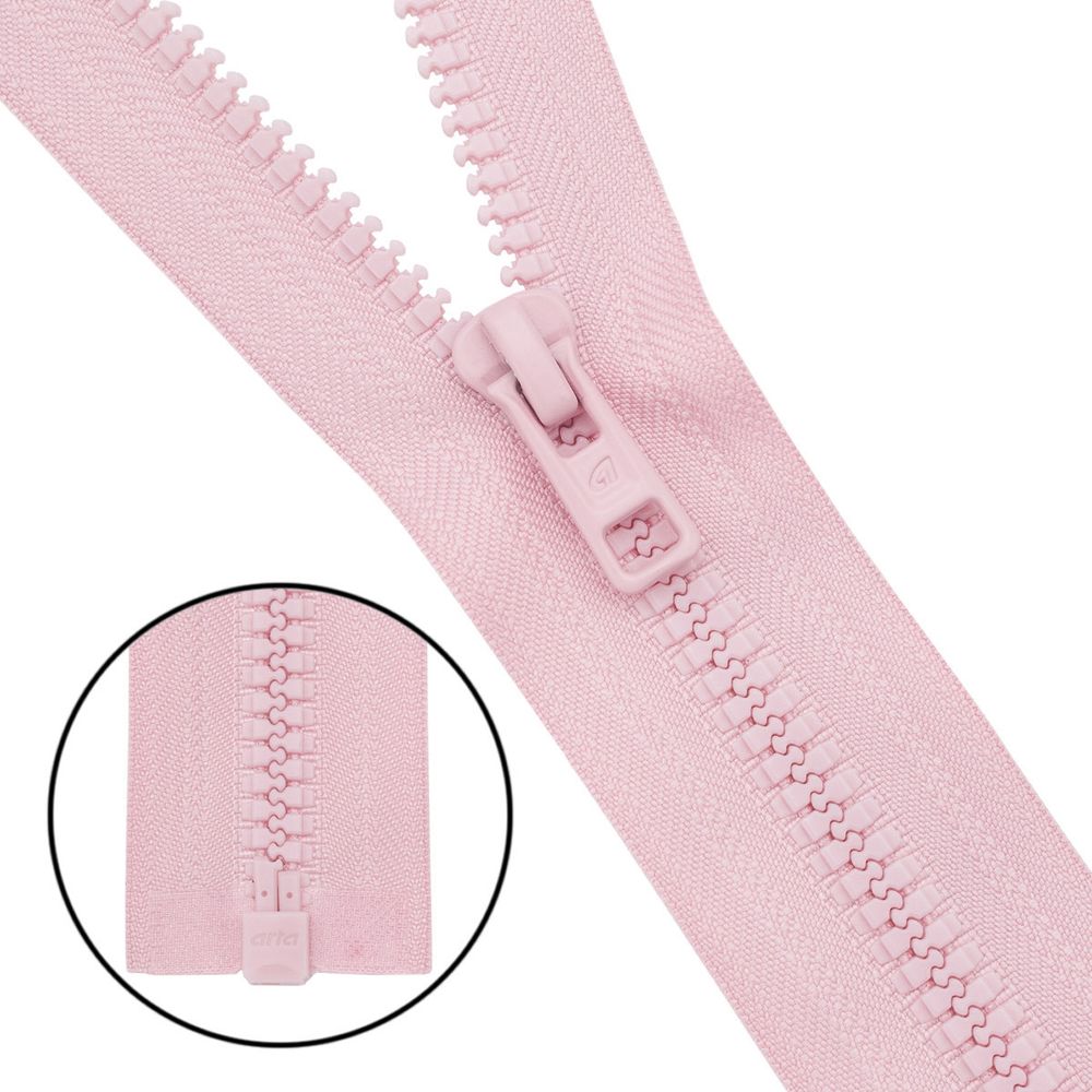 Молния трактор Arta Т6 (6 мм) 1 зам., разъем., 75 см, (2076), A811 св. розовый, НОВЫЙ МАТОВЫЙ ЗАМОК, уп.5 шт