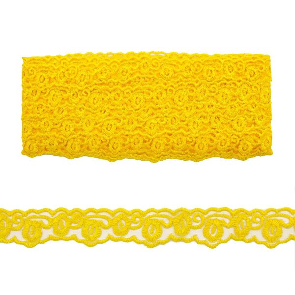 Кружево на сетке 23 мм, 13.71м, цв.012 желтый